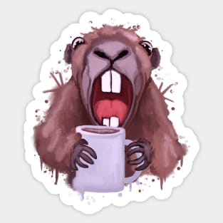 Groundhog coffee lover Sticker